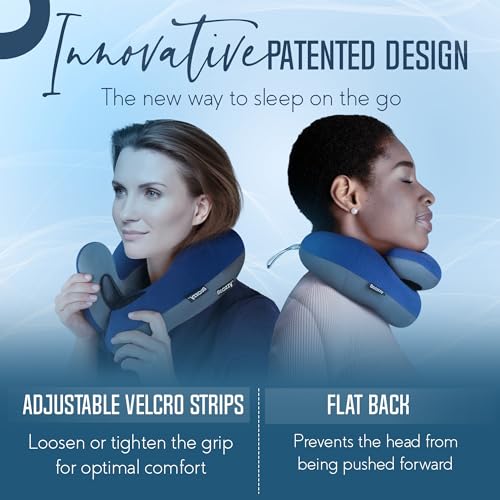 BCOZZY Neck Pillow for Travel Provides Double Support to The Head, Neck, and Chin in Any Sleeping Position on Flights, Car, and at Home, Comfortable Airplane Travel Pillow, Large, Black