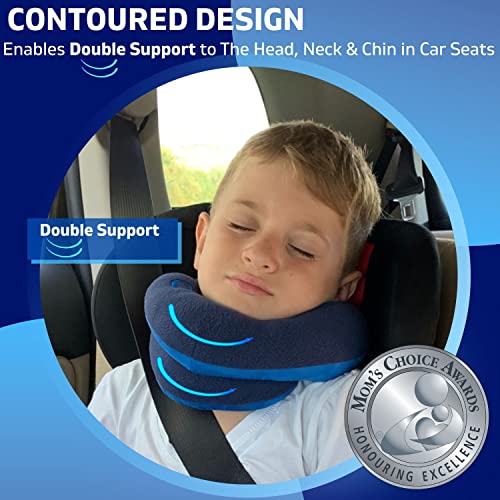 BCOZZY Neck Pillow for Travel Provides Double Support to The Head, Neck, and Chin in Any Sleeping Position on Flights, Car, and at Home, Comfortable Airplane Travel Pillow, Large, Black