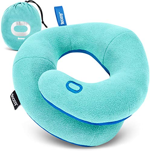 BCOZZY Neck Pillow for Travel Provides Double Support to The Head, Neck, and Chin in Any Sleeping Position on Flights, Car, and at Home, Comfortable Airplane Travel Pillow, Large, Black