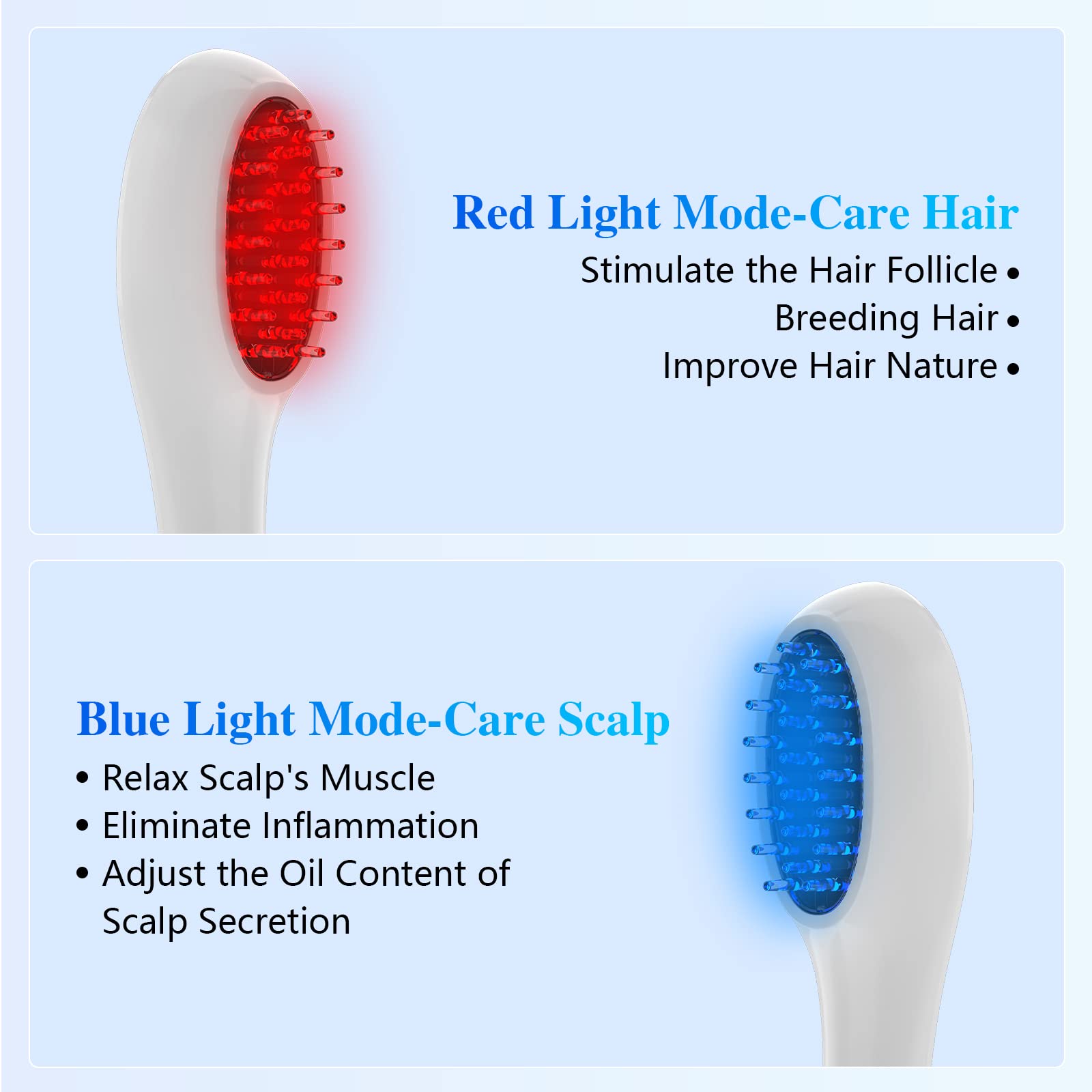 iKeener Hair Growth Laser Comb,Red and Blue Light to Eliminate Hair Loss,Portable Anti-hair Loss Device,Red Light Therapy Promote Hair Growth,Stimulate Hair Follicle Activation,Hair Repair(Laser Comb)