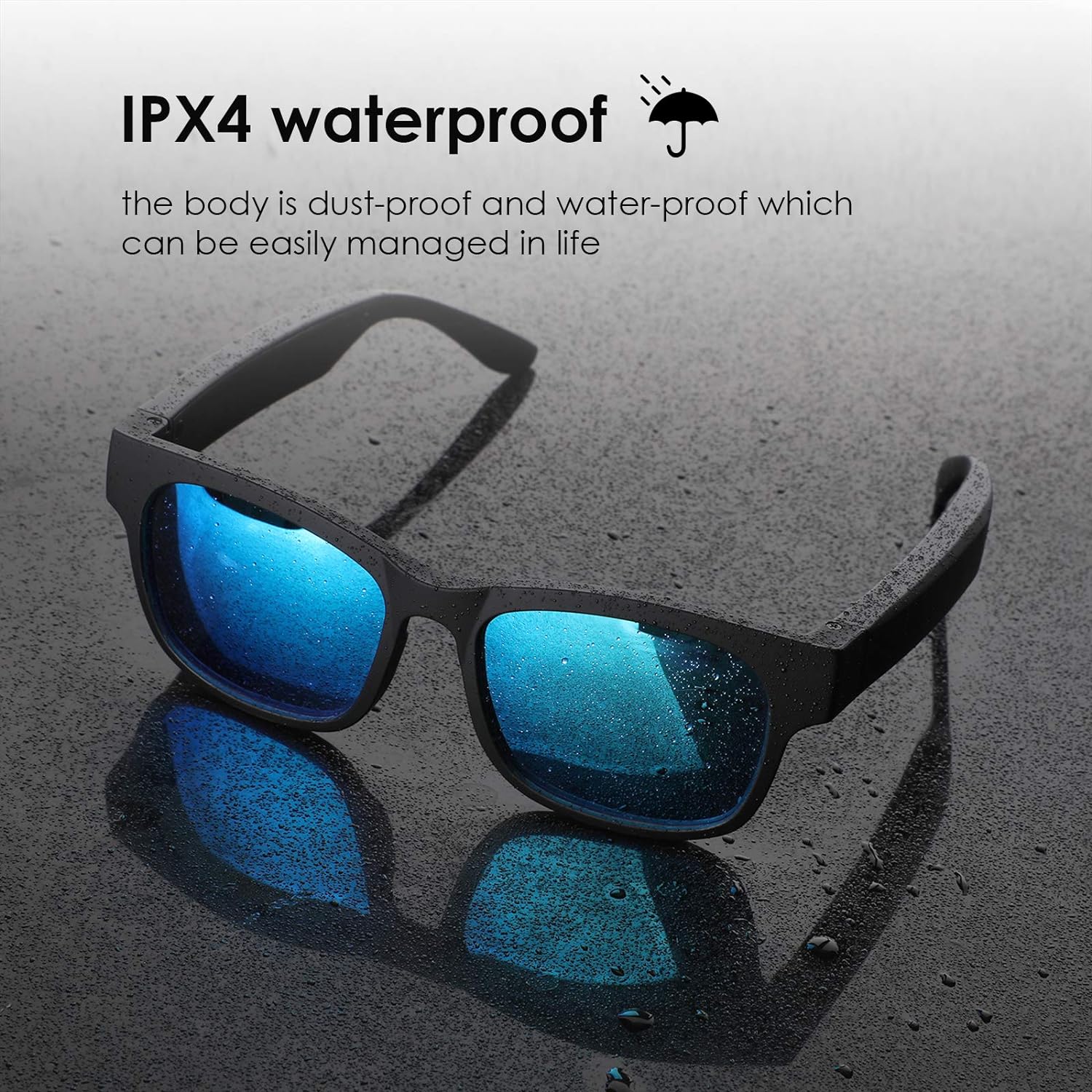 Smart Audio Sunglasses Polarized Lenses UV400 Open Ear Bluetooth Sunglasses Speaker Listen Music Make Phone Calls (A12Pro-Blue)