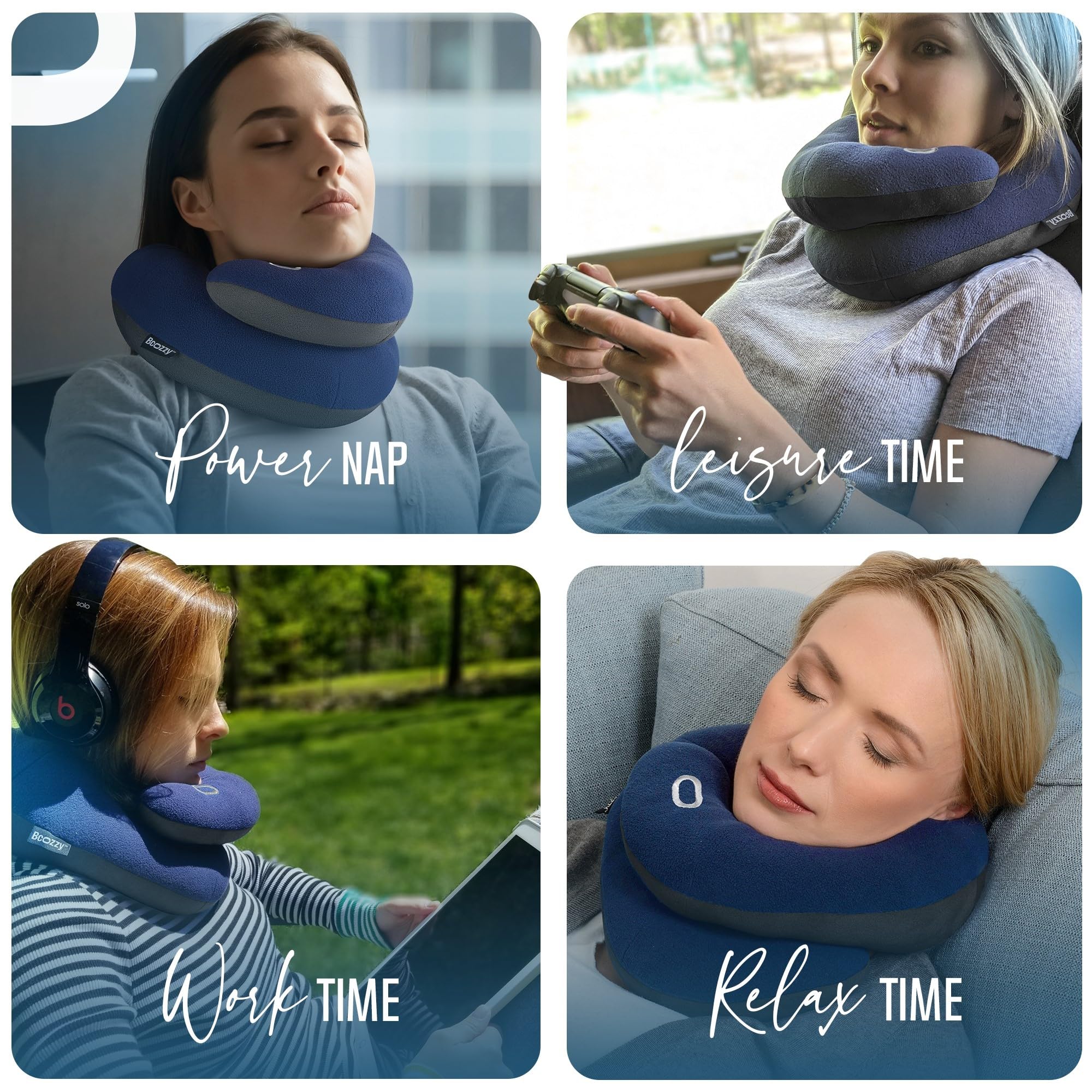 BCOZZY Neck Pillow for Travel Provides Double Support to The Head, Neck, and Chin in Any Sleeping Position on Flights, Car, and at Home, Comfortable Airplane Travel Pillow, Large, Black