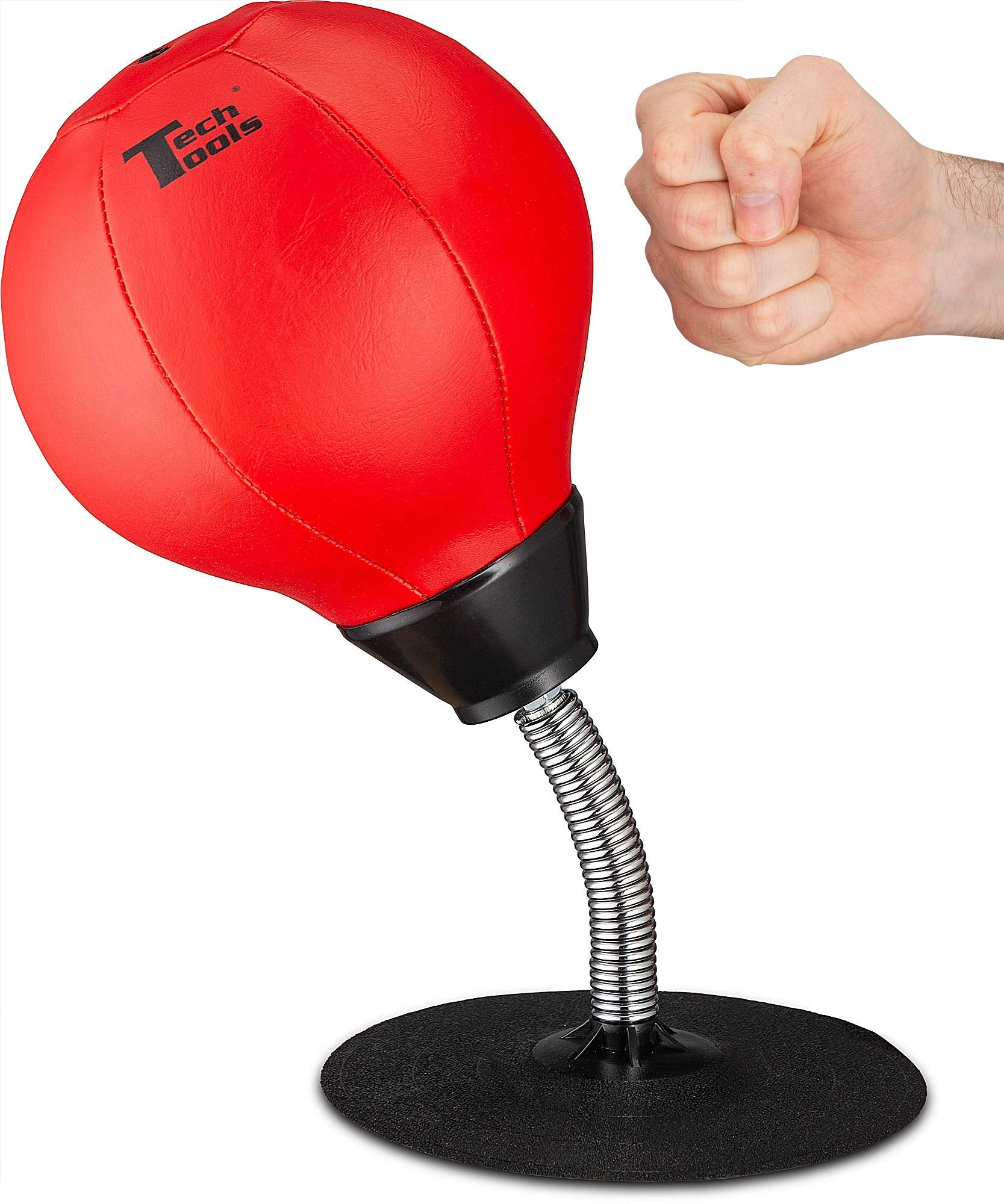 Tech Tools Desktop Punching Bag - Suctions to Your Desk, Heavy Duty Stress Relief Boxing Bag, Funny Office White Elephant Gifts for Boss or Coworker